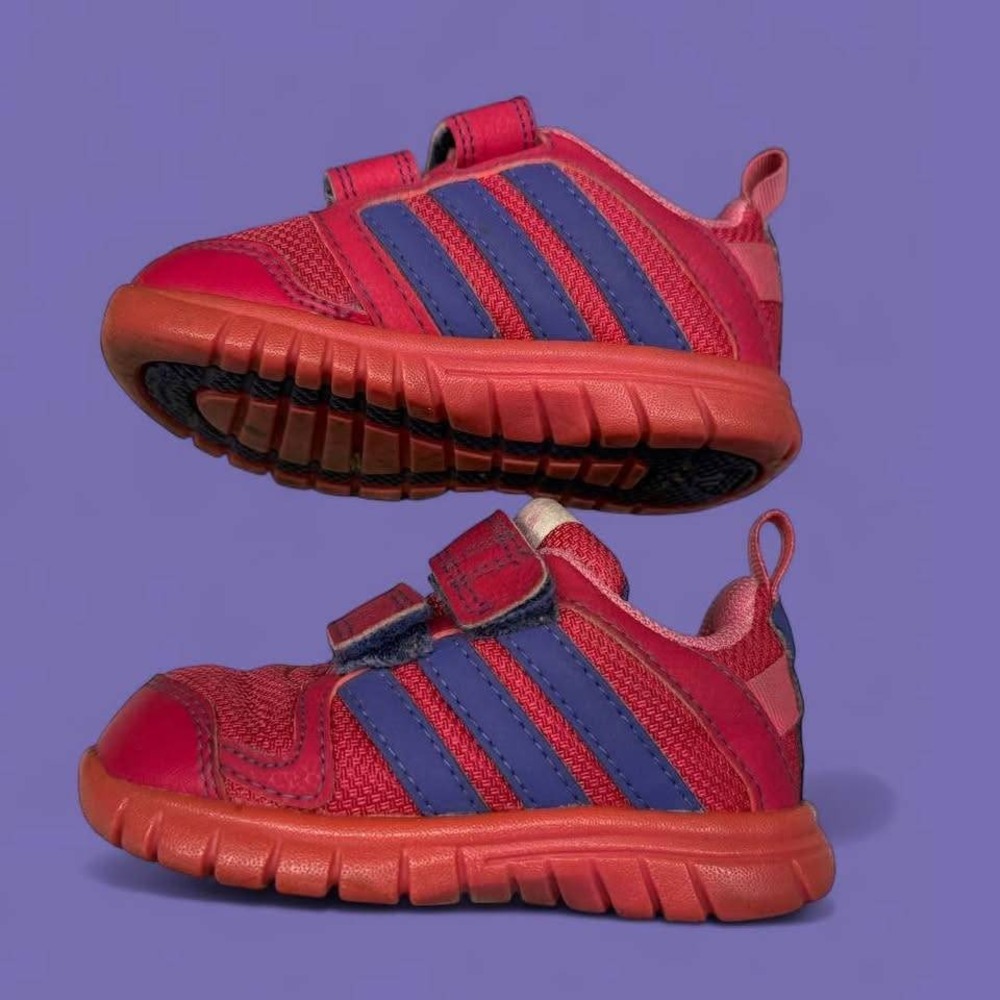 Little Girls Toddler Adidas Pink with Purple Hook & Loop Sneakers/Shoes-Size 5K